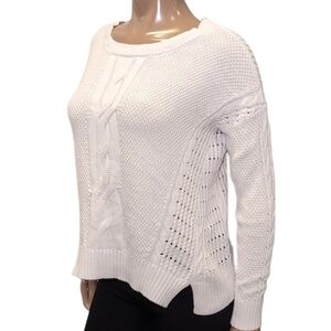 💠TOMMY HILFIGER Cable Knit Sweater Cotton Slouchy Relaxed Fit Open Knit